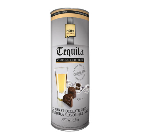 Dark chocolate with artificially tequila flavored filling